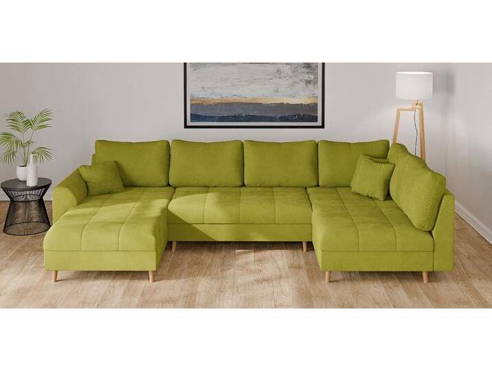 Wohnlandschaft HOME AFFAIRE CHARRE U-Form mit Ottomane, Maße B/T/H: 310/161/81 cm , grün, B:310cm H:81cm T:161cm, 92% Polyester, 8% Nylon, Sofas, feine Steppung, lose Rücken- und Zierkissen, auch in Cord und Bouclé Wohnlandschaft HOME AFFAIRE CHARRE U-Form mit Ottomane, Maße B/T/H: 310/161/81 cm , grün, B:310cm H:81cm T:161cm, 92% Polyester, 8% Nylon, Sofas, feine Steppung, lose Rücken- und Zierkissen, auch in Cord und Bouclé von Home-affaire