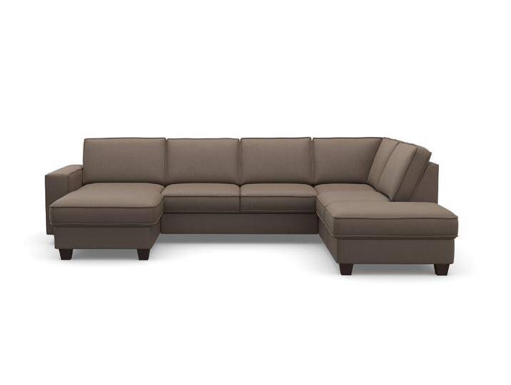 Wohnlandschaft HOME AFFAIRE County U-Form , braun (nuss), B:309cm H:81cm T:213cm, Luxus-Microfaser (100% Polyester), Struktur fein (100% Polyester), Luxus-Microfaser weich (9ß% Polyester, 10% Polyamid), Sofas, wahlweise Ottomane links oder rechts, mit Federkern-Polsterung von Home-affaire