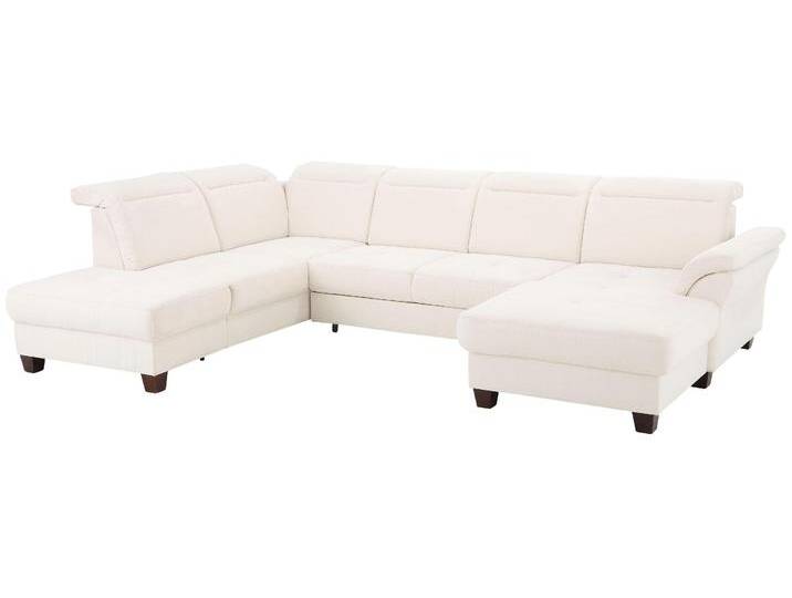 Wohnlandschaft HOME AFFAIRE Solvei U-Form , beige (natur), B:342cm H:104cm T:235cm, Struktur (100% Polyester), Luxus-Microfaser Lederoptik (100% Polyester), Luxus-Microfaser ALTARA NUBUCK (100% Polyester), Sofas, Sitztiefenverstellung und Federkern, wahlweise Kopfteilverstellung von Home-affaire