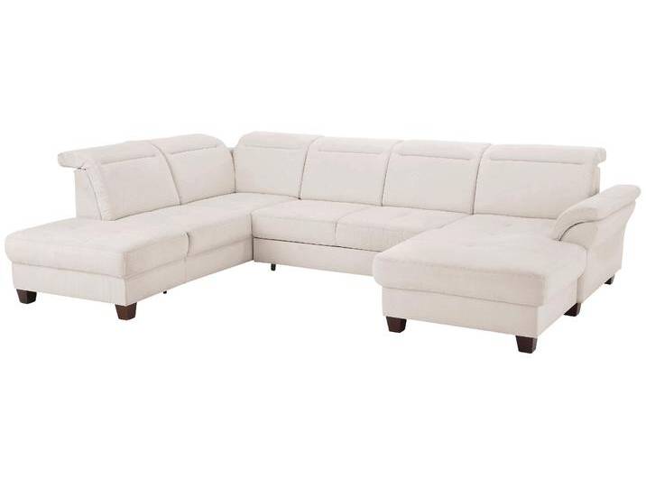 Wohnlandschaft HOME AFFAIRE Solvei U-Form , braun, B:342cm H:104cm T:235cm, Struktur (100% Polyester), Luxus-Microfaser Lederoptik (100% Polyester), Luxus-Microfaser ALTARA NUBUCK (100% Polyester), Sofas, Sitztiefenverstellung und Federkern, wahlweise Kopfteilverstellung von Home-affaire