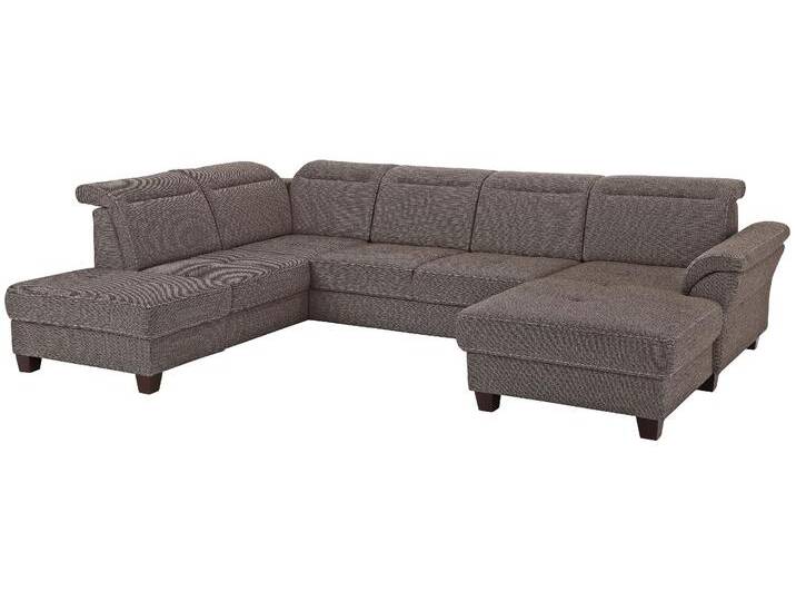 Wohnlandschaft HOME AFFAIRE Solvei U-Form , braun, B:342cm H:104cm T:235cm, Struktur (100% Polyester), Luxus-Microfaser Lederoptik (100% Polyester), Luxus-Microfaser ALTARA NUBUCK (100% Polyester), Sofas, Sitztiefenverstellung und Federkern, wahlweise Kopfteilverstellung von Home-affaire