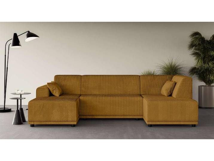 Wohnlandschaft HOME AFFAIRE TAMMO , gelb, B:296cm H:80cm T:162cm, 100% Polyester, Sofas, U-Form von Home-affaire