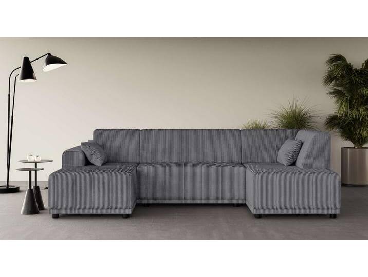 Wohnlandschaft HOME AFFAIRE TAMMO , grau, B:296cm H:80cm T:162cm, 100% Polyester, Sofas, U-Form von Home-affaire