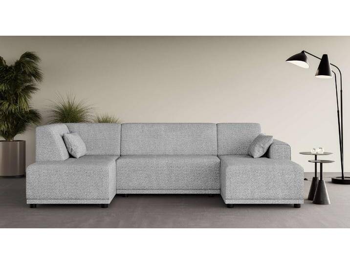 Wohnlandschaft HOME AFFAIRE TAMMO , grau (hellgrau), B:296cm H:80cm T:162cm, 100% Polyester, Sofas, U-Form von Home-affaire