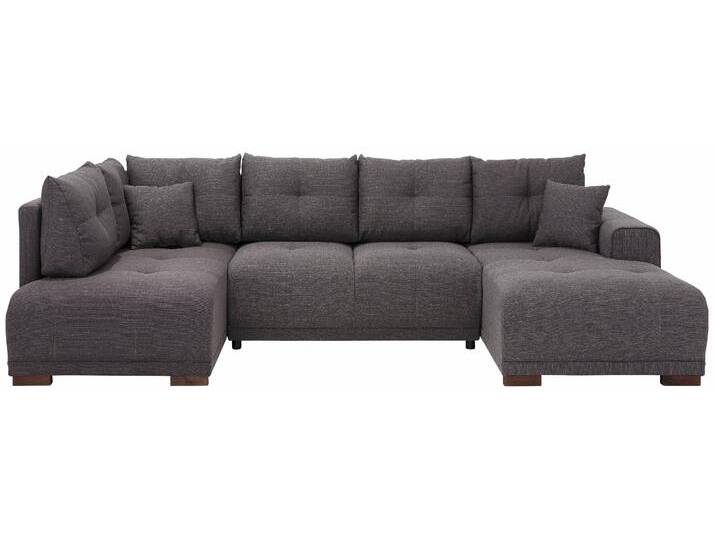Wohnlandschaft HOME AFFAIRE Viborg U-Form , grau (anthrazit), B:300cm H:91cm T:162cm, Filzoptik (100% Polyester), Struktur (100% Polyester), Struktur fein ( 100% Polyester), Sofas, mit Regal in der Armlehne, wahlweise mit Bettfunktion von Home-affaire