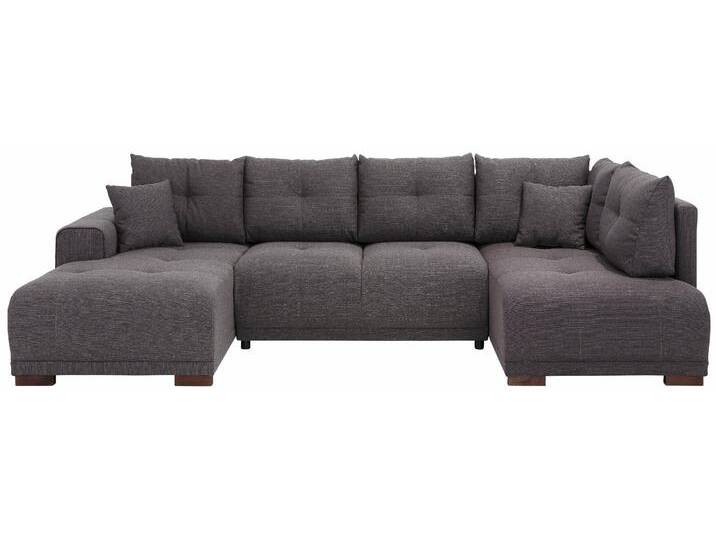 Wohnlandschaft HOME AFFAIRE Viborg U-Form , grau (anthrazit), B:300cm H:91cm T:162cm, Filzoptik (100% Polyester), Struktur (100% Polyester), Struktur fein ( 100% Polyester), Sofas, mit Regal in der Armlehne, wahlweise mit Bettfunktion von Home-affaire