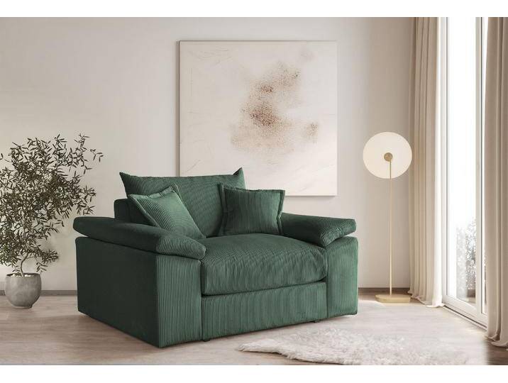 XXL-Sessel HOME AFFAIRE Soft&Cosy, B: 151 cm , grün (dunkelgrün), B:151cm H:93cm T:123cm, 100% Polyester, Sessel, Mega-Sessel, Cord oder Chenille-Struktur,mit 2 Zierkissen von Home-affaire