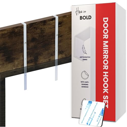 Türspiegelaufhänger (zum Patent angemeldet): Verstellbares 36,8 cm Türspiegel-Aufhänger-Set mit schützendem EVA-Futter | Türspiegelhaken für perfekte Höhe und Passform - Set mit 2 Spiegelhalterungen von Home in Bold