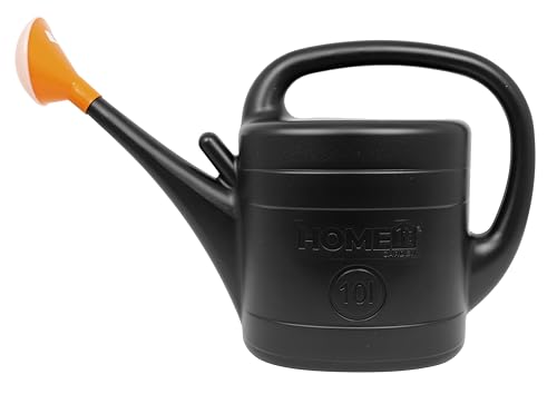 HOME IT® Gießkanne für Garten und Büro, 10 Liter mit Brausekopf, Schwarz/Orange, 100% Recycelbarer Kunststoff von Home>it