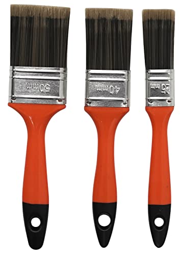 Home It® Pinselset mit Kunststoffgriffen - 1 Rund- und 2 Fassadenpinsel in Orange/Schwarz von Home>it