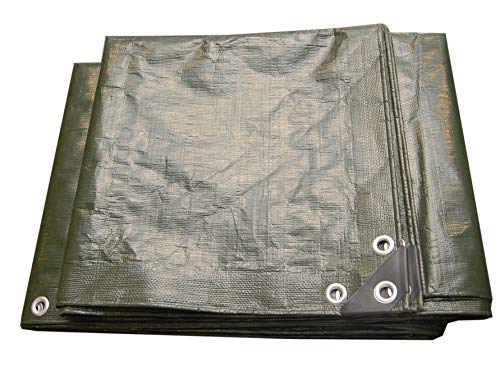 Home>it® Extra Robuste Doppellaminierte Abdeckplane - 6m x 8m, 180 g/m², UV-Resistent, Wind- und Wasserdicht, Dunkelgrün/Schwarz von Home>it