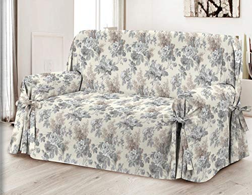 Homelife Sofabezug Beige & Couch Überzug | weicher Sessel & Sofa Überzug & Sofaüberwurf Decke Blumenmuster | Sofa Überwurf aus angenehmer Baumwolle | schöne Sofa Cover Abdeckung von HomeLife