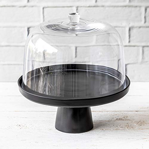 Home of Cake Tortenplatte mit Fuß Puro Medium in Schwarz Matt mit Glashaube Ø 27 cm Tortenständer Kuchenplatte Kuchenständer aus Keramik für Hochzeiten Geburtstage Partys von Home of Cake