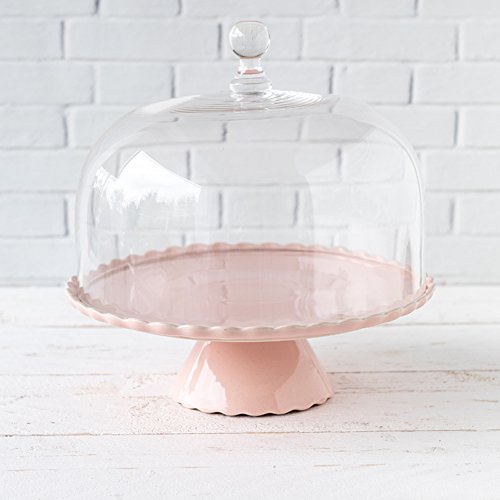 Tortenplatte Sweet Flower Medium in Rosa mit Glashaube, Ø 28 cm von Home of Cake