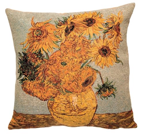 Home of Christmas Kissenbezug 45x45 cm Gobelin Kissen Kissenhülle Sofakissen Dekokissen (Sonnenblumen Van Gogh) von Home of Christmas