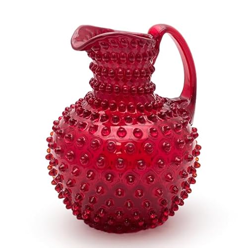 Mundgeblasener Kristallglas Krug 2 Liter | Handgefertigter Glas Karaffe für Heiß- & Kaltgetränke geeignet | Glaskaraffe | Wasserkaraffe | Getränkekanne | Blumenvase | Vase (Ruby) von Home of Christmas