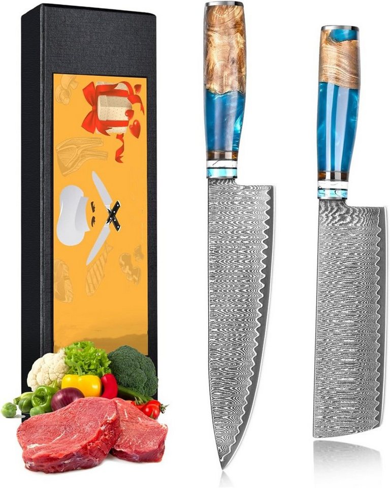 Home safety Messer-Set 2tlg.Profi-Damast-Küchenmesser Set aus 67 Lagen Damaststahl (2-tlg) von Home safety