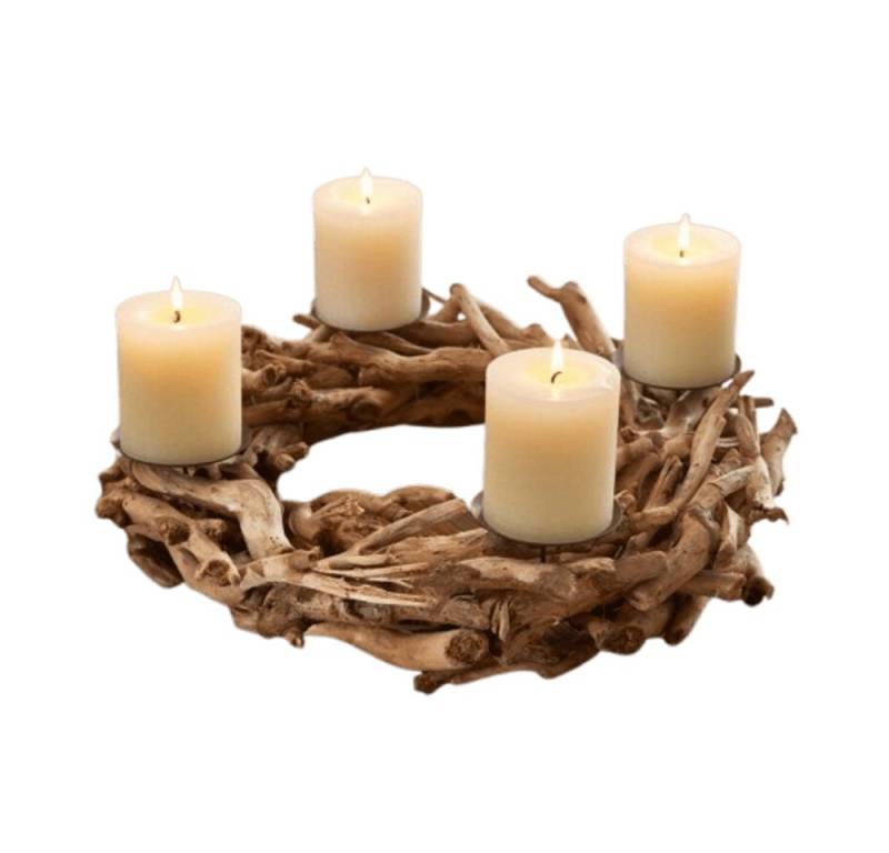 Home-trends24.de Adventskranz Deko Kranz Adventskranz rund Weihnachten Rustikal Natur 40 cm von Home-trends24.de