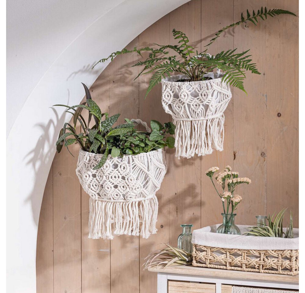 Home-trends24.de Blumentopf Pflanzkorb Wandkorb Makramee Wandpflanzer Blumentopf Boho 2er (2 St) von Home-trends24.de