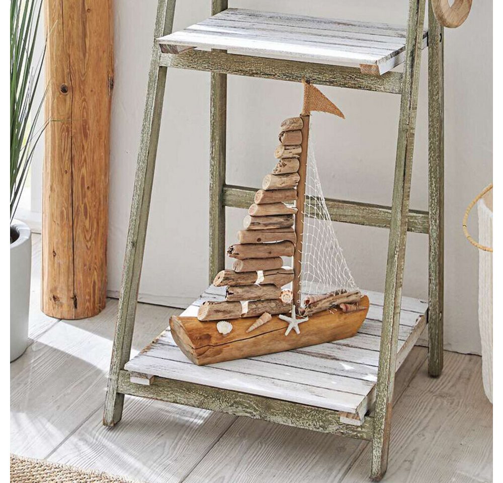 Home-trends24.de Dekofigur Dekoboot Segelboot Figur Treibholz Muscheldeko Maritim Objekt 39cm von Home-trends24.de