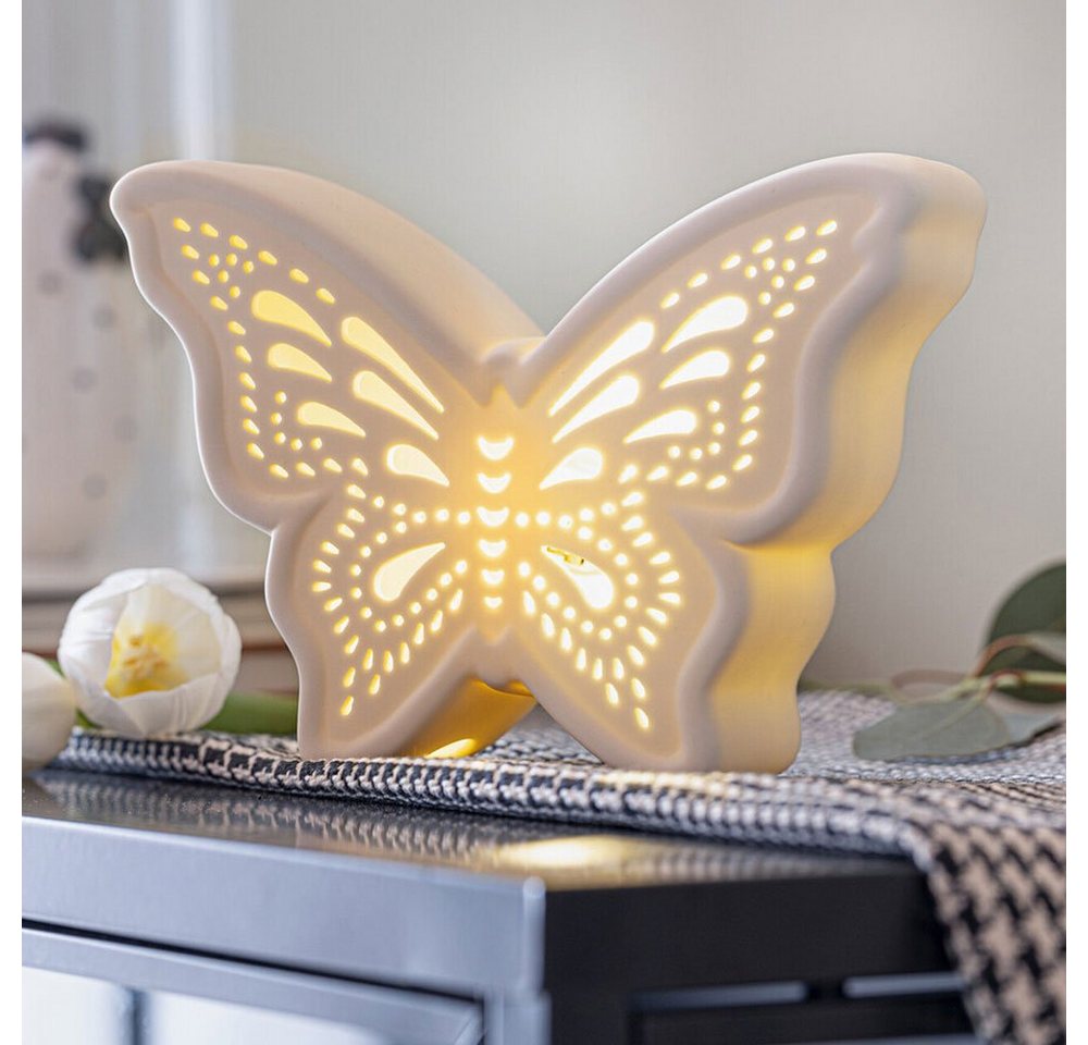 Home-trends24.de Dekofigur LED Schmetterling Leuchtdeko Deko Figur Figuren Warmweiß von Home-trends24.de