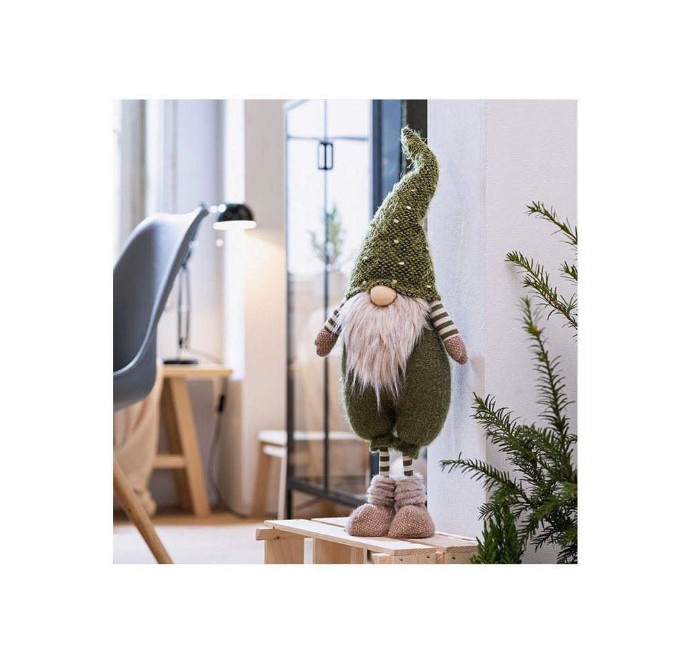 Home-trends24.de Dekofigur XXL Wichtel Figur Grün Deko Figur Gnom Zwerg 62cm Zipfelmütze von Home-trends24.de