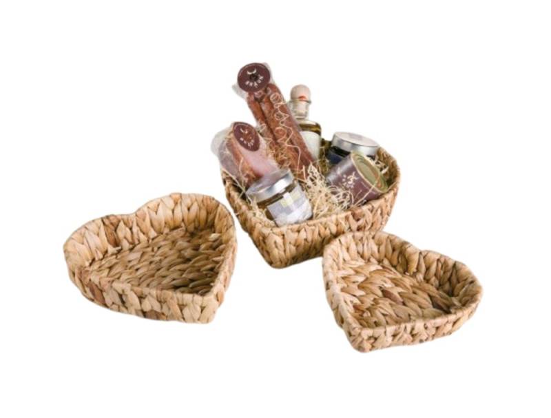 Home-trends24.de Dekoschale Schale Herz Ordnungshelfer Aufbewahrung Tisch Deko Tablett Natur (3 St) von Home-trends24.de