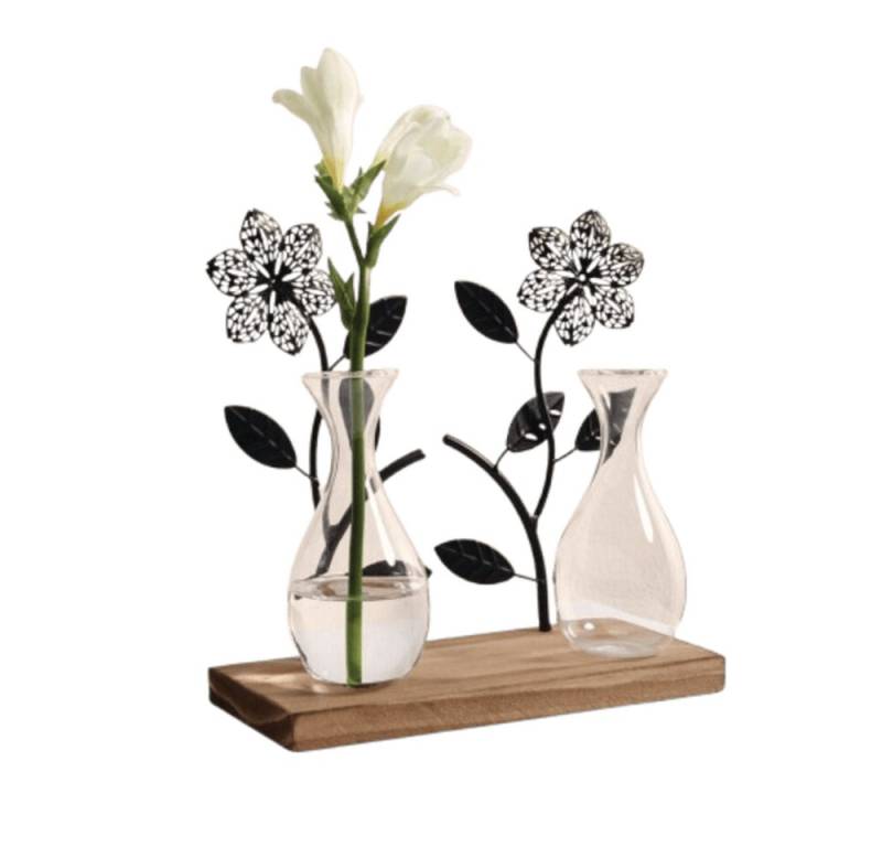 Home-trends24.de Dekovase Deko Board Vase Blumenvase Metall Holzboard Glas Holz Home-trends24.de Dekovase Deko Board Vase Blumenvase Metall Holzboard Glas Holz von Home-trends24.de