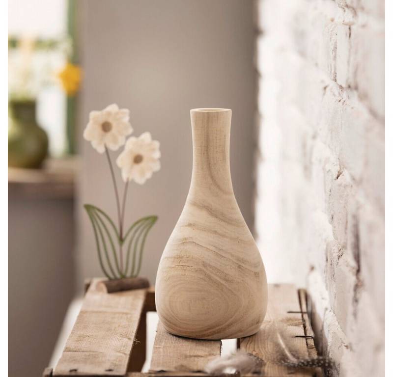 Home-trends24.de Dekovase Dekovase Vase Holz Rund Natur Tischdeko Trockenblume Vase von Home-trends24.de