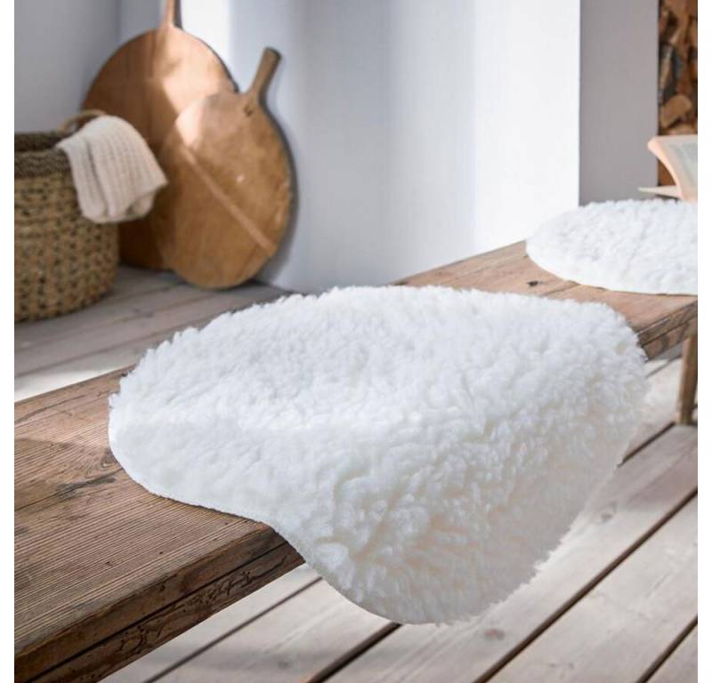 Home-trends24.de Fellteppich Dekofell Fell Kunstfell Deko Lamm Lammfell Creme Rund Polyester, Rund von Home-trends24.de