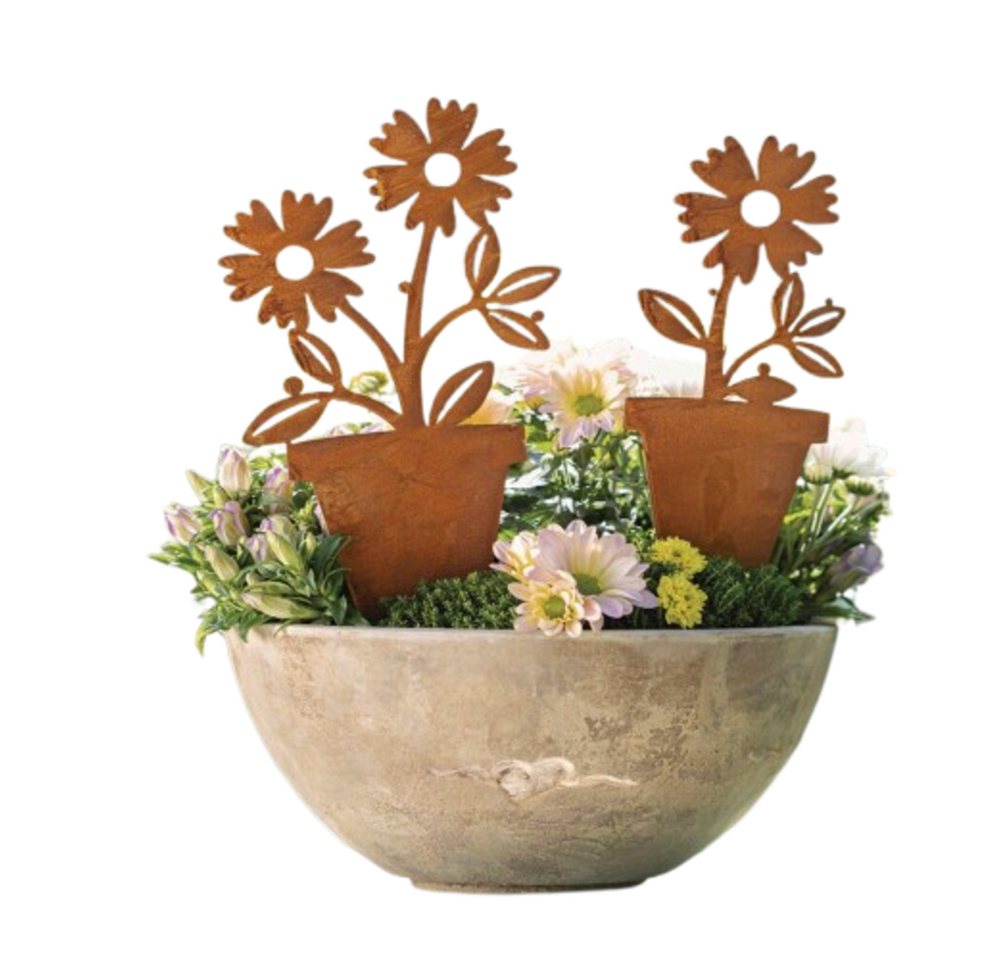 Home-trends24.de Gartenstecker Blumen Stecker Garten Metall Deko Rost 2er Set Gartenstecker (2-St) von Home-trends24.de