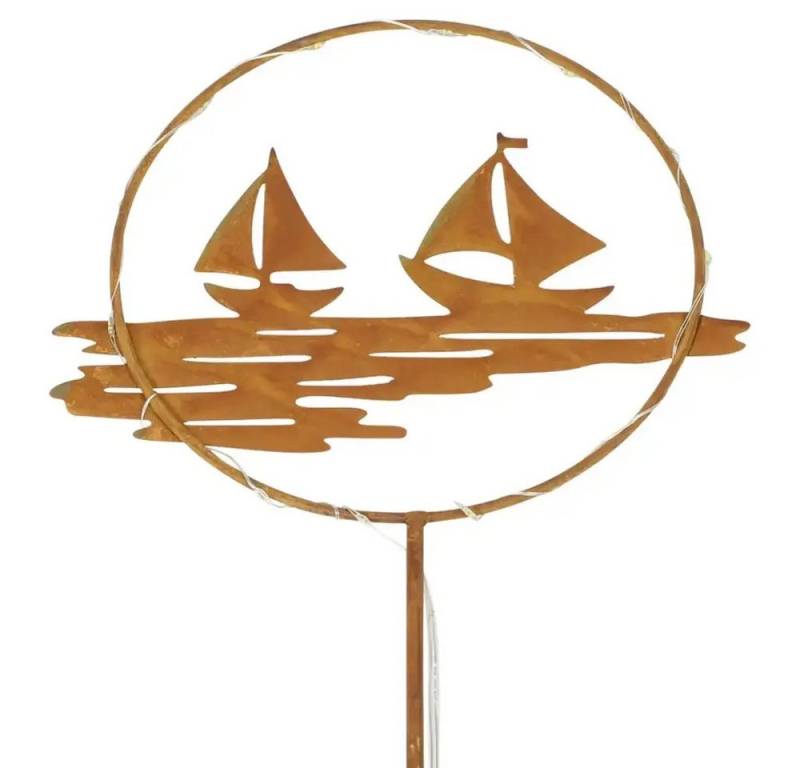 Home-trends24.de Gartenstecker LED Segelboot Rost Metall Timer Batterie von Home-trends24.de