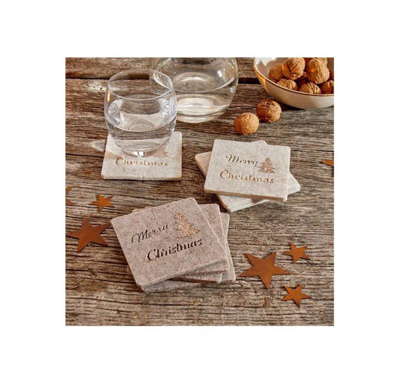 Home-trends24.de Getränkeuntersetzer Filzuntersetzer Set Glasuntersetzer Tischdeko Weihnachten Getränke von Home-trends24.de
