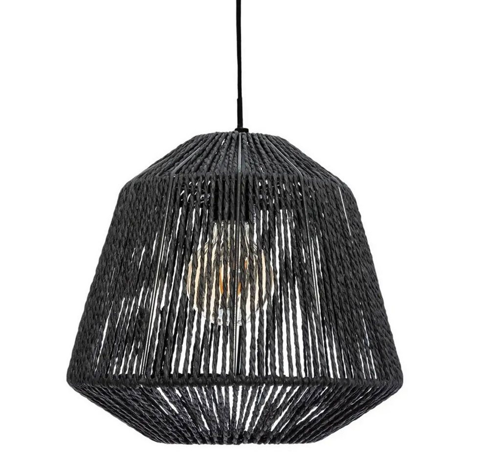 Home-trends24.de Hängeleuchte Hängelampe LED Rattan Optik Boho Schwarz Lampenschirm von Home-trends24.de