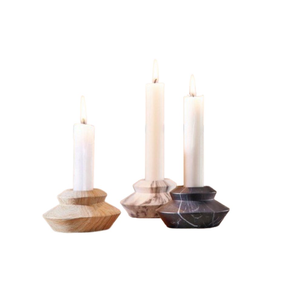 Home-trends24.de Kerzenhalter Marmor Optik Stabkerzenhalter Kerzenhalter Kerzenständer 3er Set (3 St) von Home-trends24.de