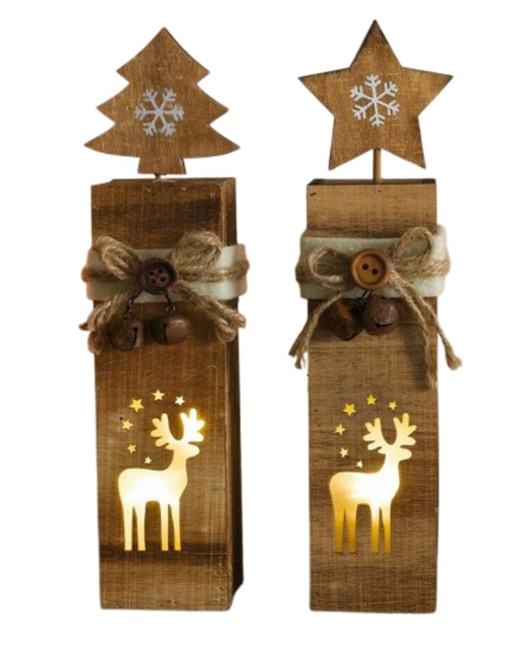 Home-trends24.de LED Dekoobjekt Rentier LED-Säule Tannenbaum 2 x Windlicht Sterne Weihnachten Glocken Home-trends24.de LED Dekoobjekt Rentier LED-Säule Tannenbaum 2 x Windlicht Sterne Weihnachten Glocken von Home-trends24.de