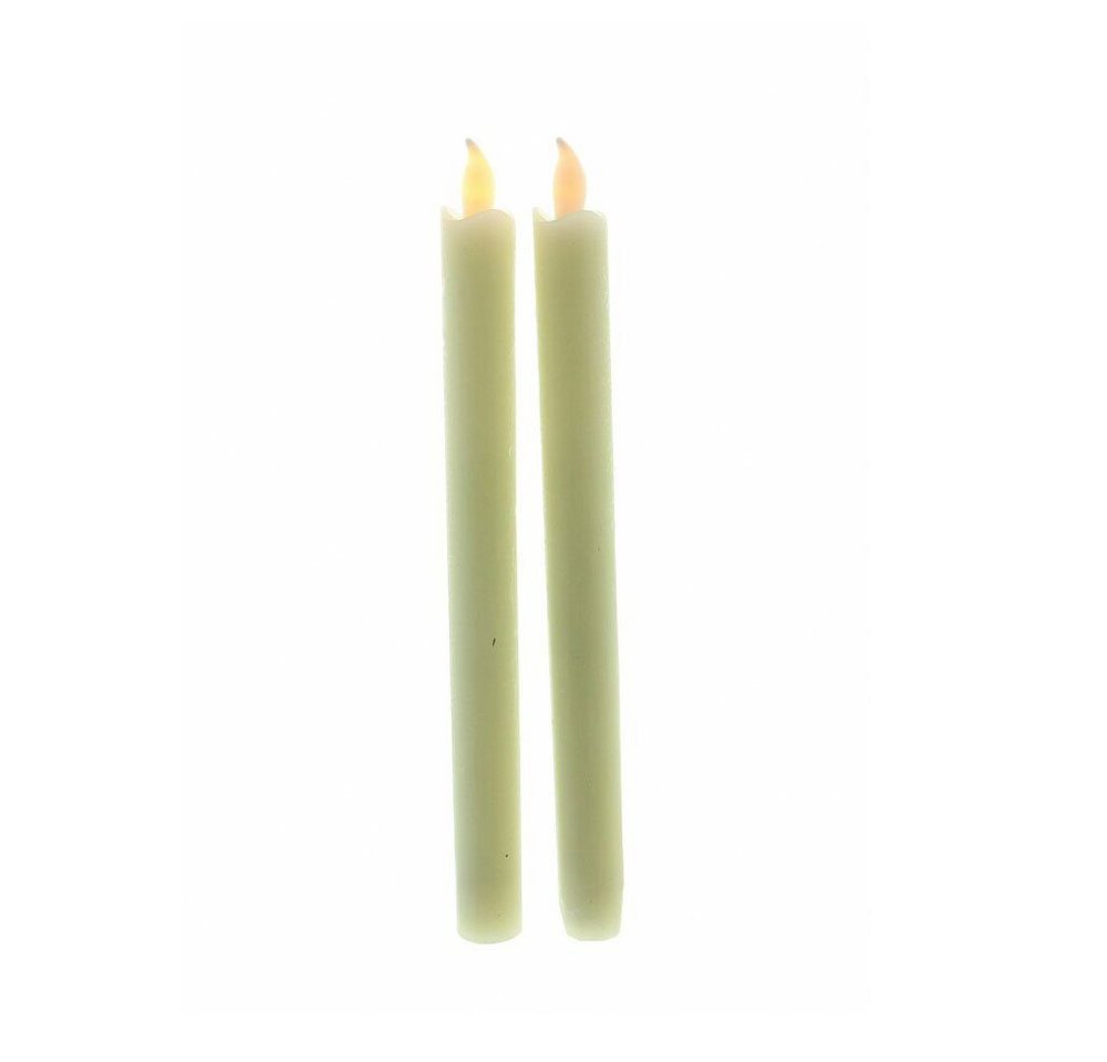 Home-trends24.de LED-Kerze LED Stabkerzen Kerze Wachs Wachskerze Creme Warmweiß 2er Set (2-tlg) von Home-trends24.de