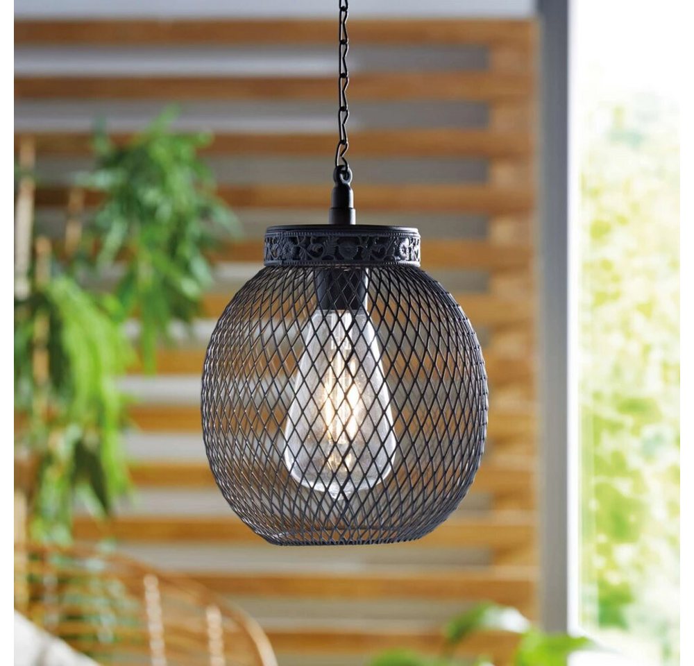 Home-trends24.de LED Solarleuchte Hängelaterne Solar Metall Hängelampe Garten Terrasse Warmweiß Schwarz, Solar, LED wechselbar von Home-trends24.de