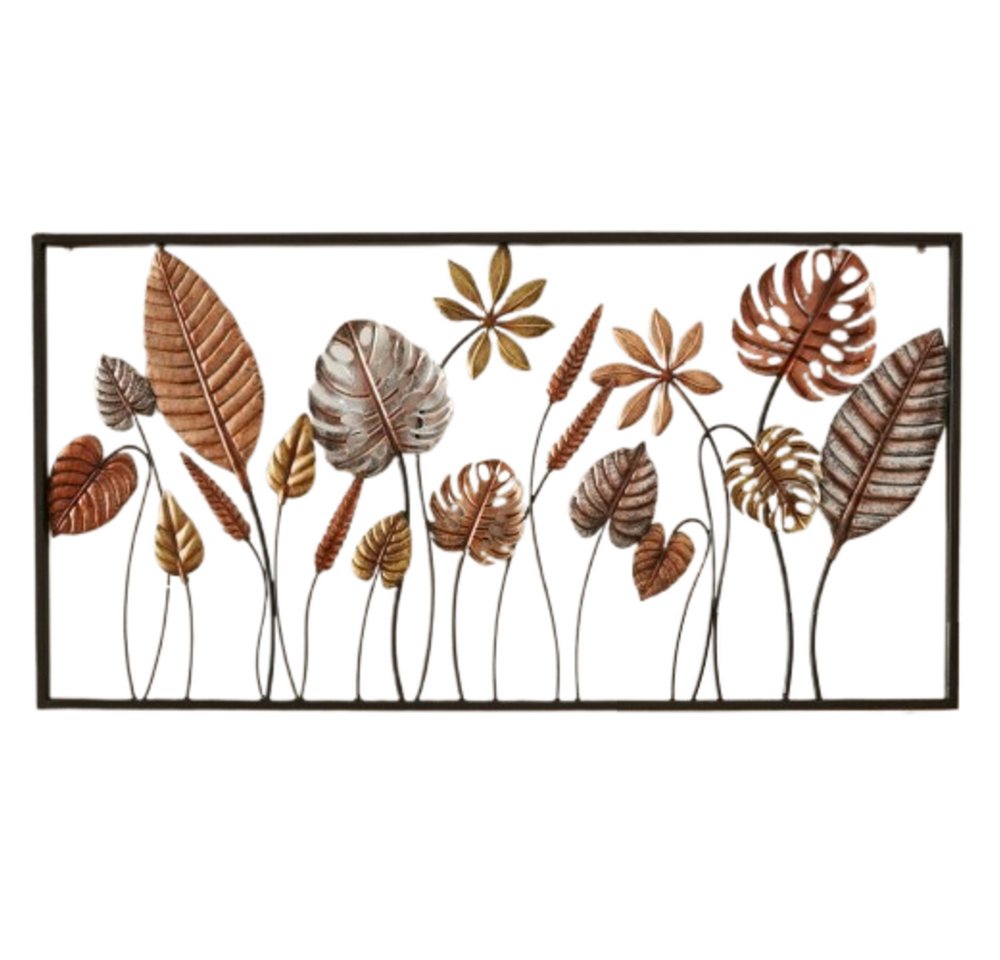 Home-trends24.de Metallbild Blätter Metall Kupfer 90 x 45 Wandbild Wanddeko 90 cm, Blätter von Home-trends24.de