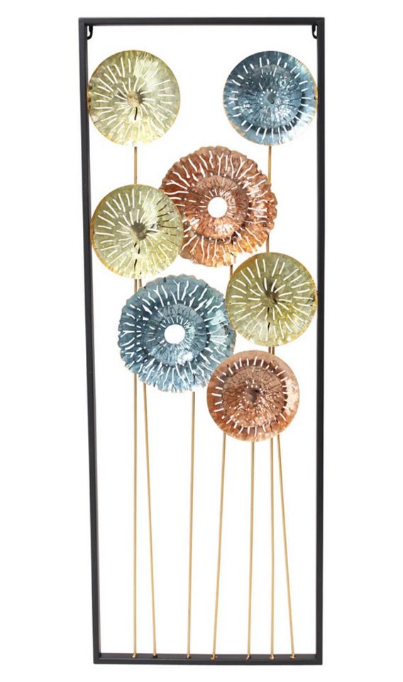 Home-trends24.de Metallbild Wanddeko Wandbild Bild Metallbild Blumen Schwarz Gold 34 x 95 cm, Blumen von Home-trends24.de