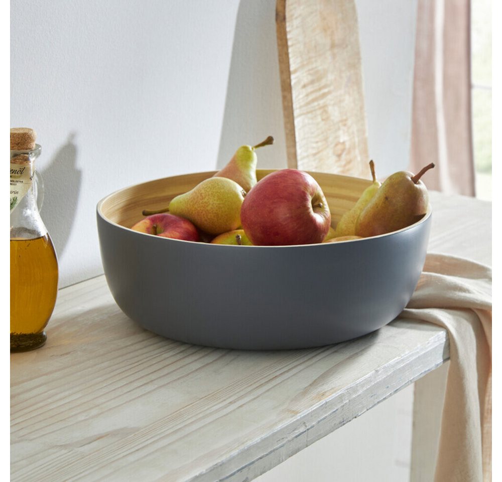 Home-trends24.de Obstschale Bambusschale Grau Natur Servier-Schale Modern Küchenschale Obstschale, Bambus von Home-trends24.de