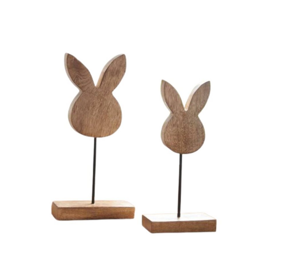 Home-trends24.de Osterhase Osterdeko Hase Holz Osterhase Mangoholz Ostern Natur 2er Set (2 St), Fensterdeko von Home-trends24.de