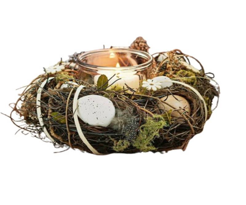 Home-trends24.de Osternest Osterkranz Windlicht Kranz Tischdeko Osterdeko Ostern Tischkranz von Home-trends24.de