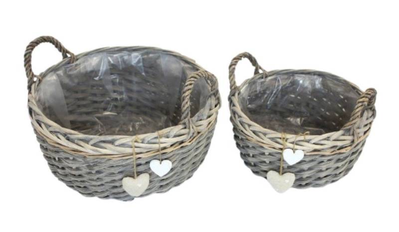 Home-trends24.de Pflanzkübel Herzen Blumenübertopf Pflanzer Korb 2er Set Weide Blumen Körbe (2 St) von Home-trends24.de