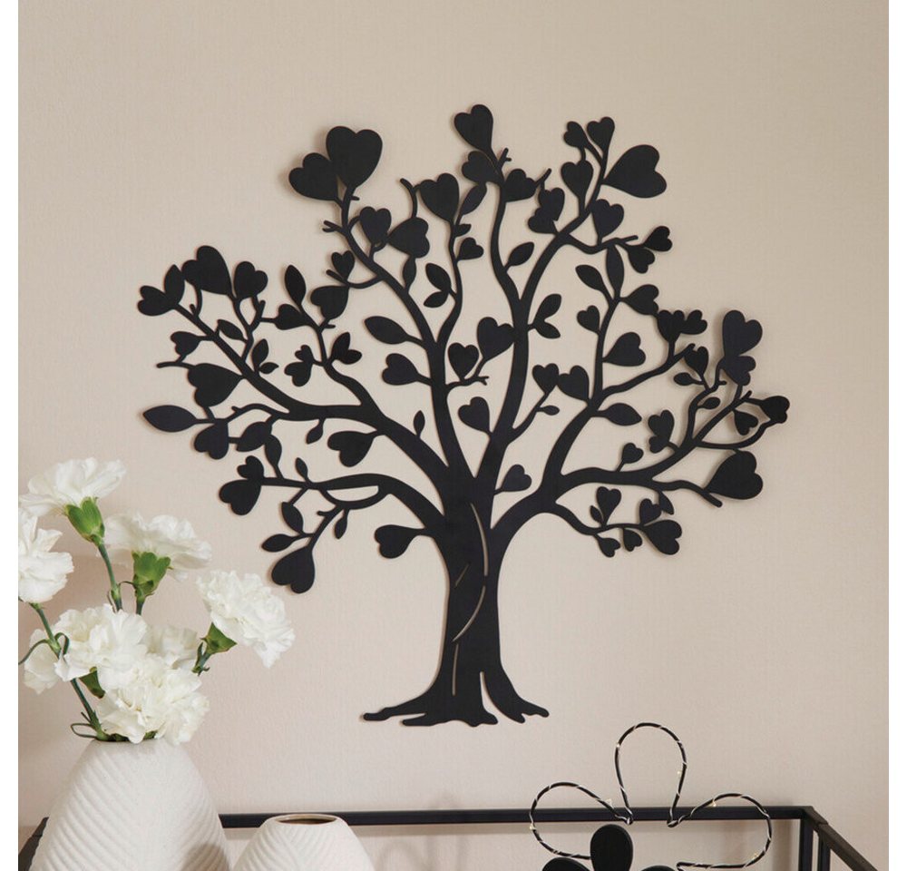 Home-trends24.de Wandbild Metallbild Baum Wanddeko Schwarz Metalldeko 50 x 48 Deko, Baum, Metallbild von Home-trends24.de