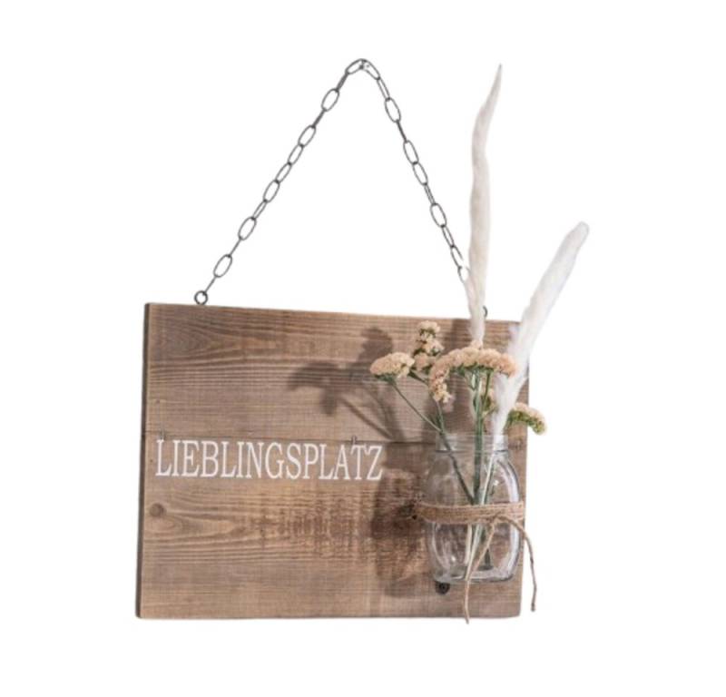 Home-trends24.de Wanddekoobjekt Schild Wandbild Wandhänger Holz Lieblingsplatz Dekovase Wanddeko von Home-trends24.de