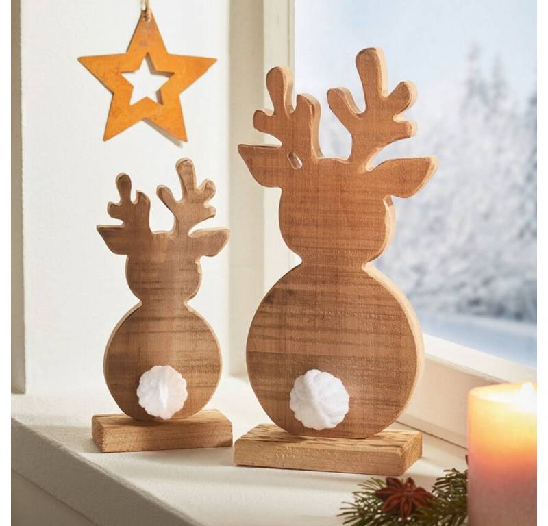 Home-trends24.de Weihnachtsfigur Rentier Hirsch Figur Holz Shabby Deko Weihnachtsdeko Elch von Home-trends24.de