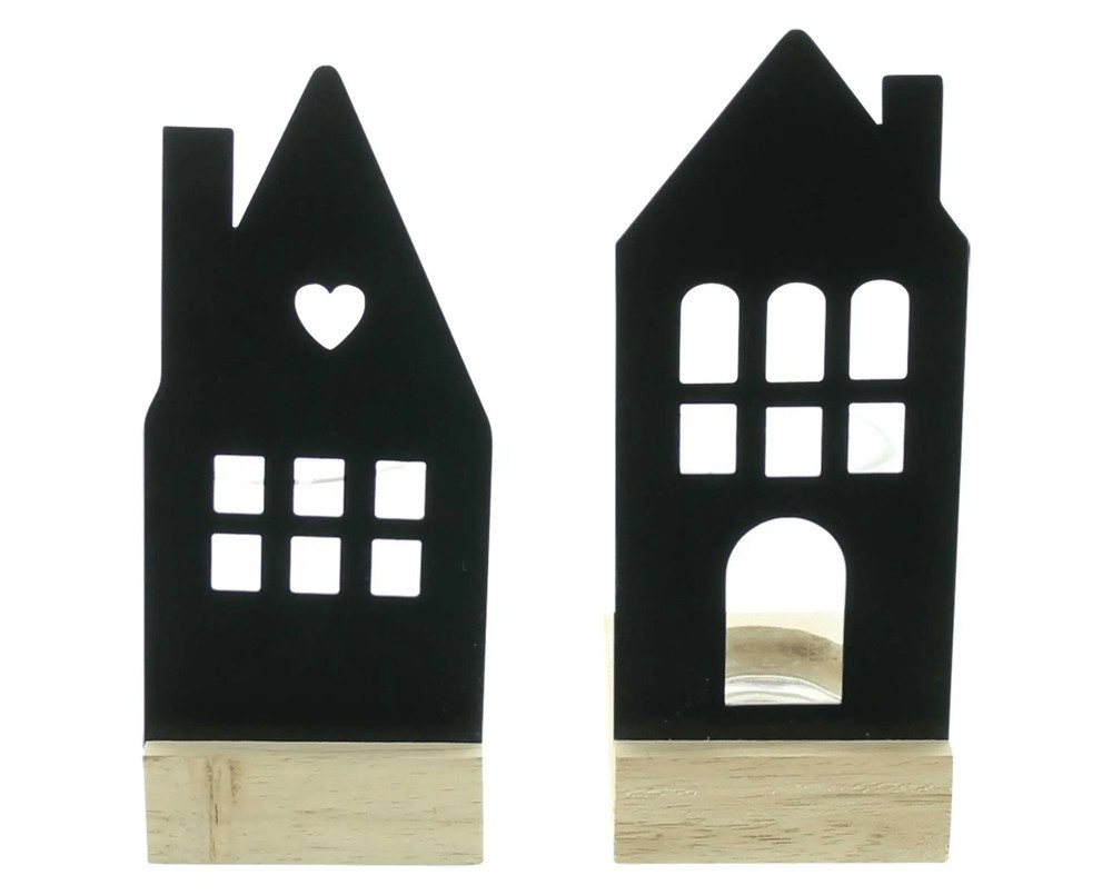 Home-trends24.de Windlicht Haus Windlicht Metall Rost Teelichthalter Kerzenhalter 2er-Set (2 St) von Home-trends24.de