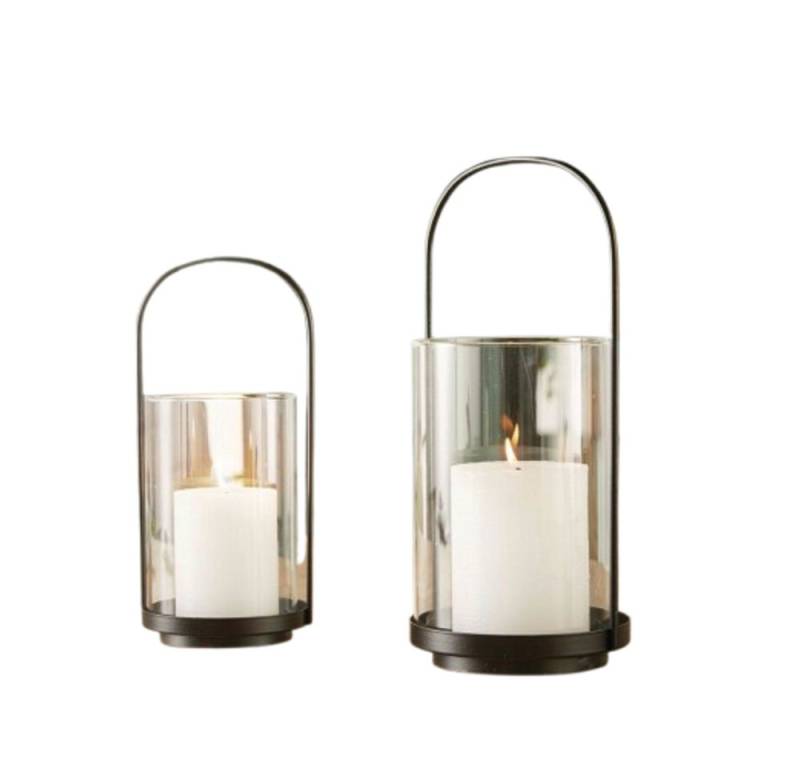 Home-trends24.de Windlicht Klassik Windlicht Teelichthalter Kerzenhalter Modern Schwarz 2er Set (2 St) von Home-trends24.de