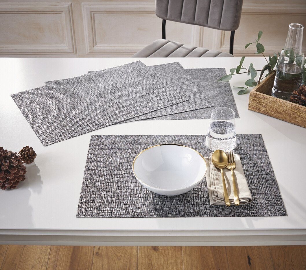 Platzset, Platzmatte, Platzdeckchen, Tischdeko, Abwischbar, Grau, 4er Set, Home-trends24.de, (4-St) von Home-trends24.de